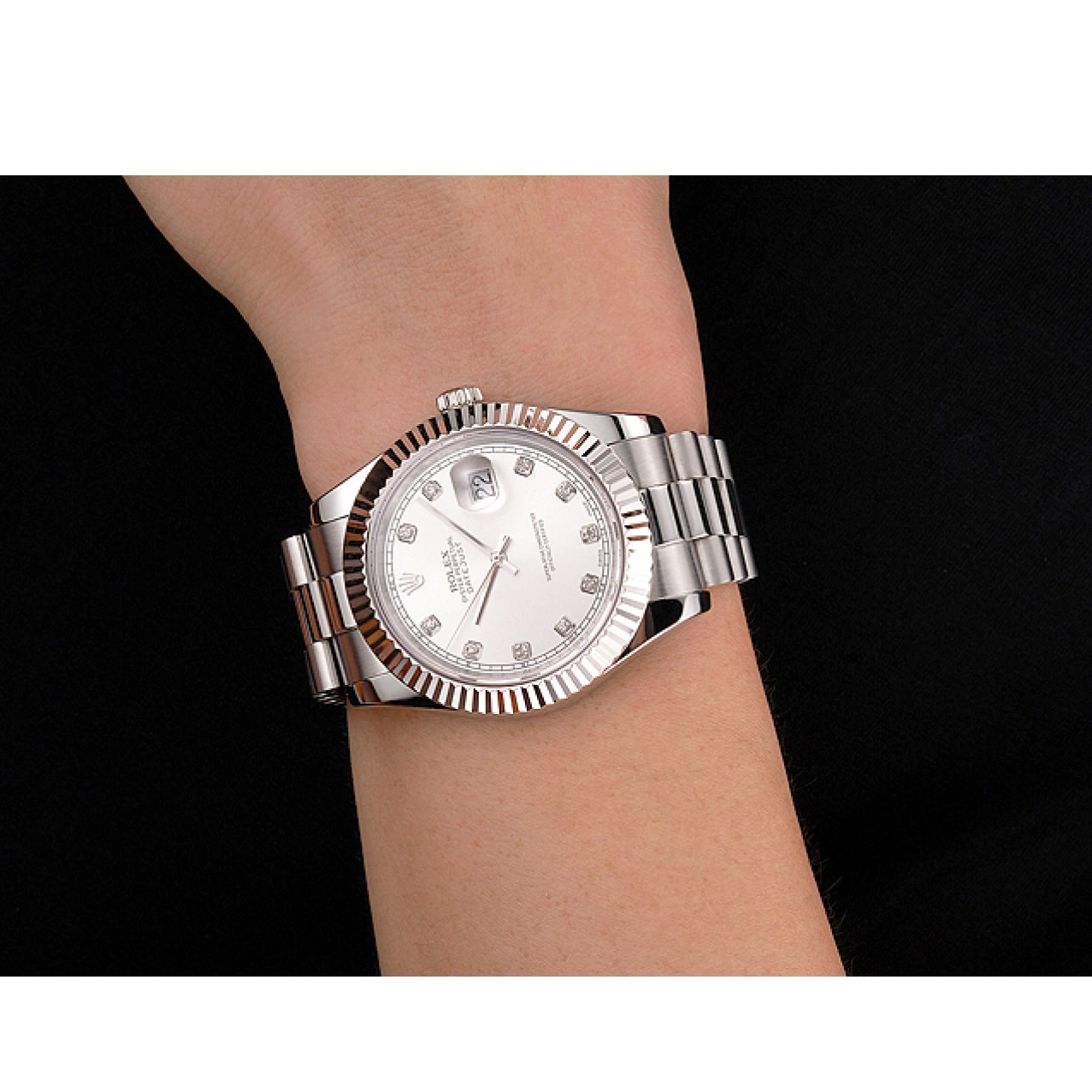 Aaa replica watch Silver Steel Stainless Rolex Case Swiss And Datejust Dial Bracelet 0514